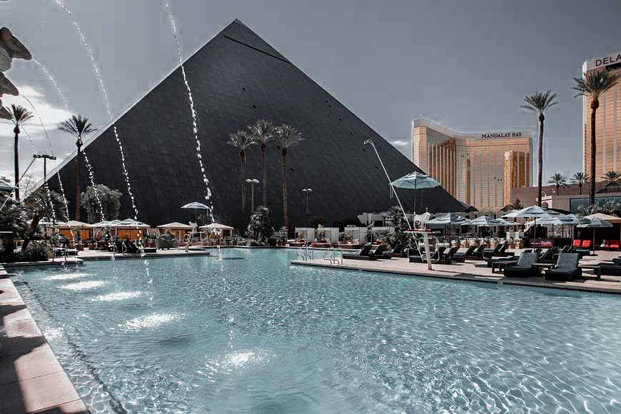 Pyramid of the Luxor with the pool